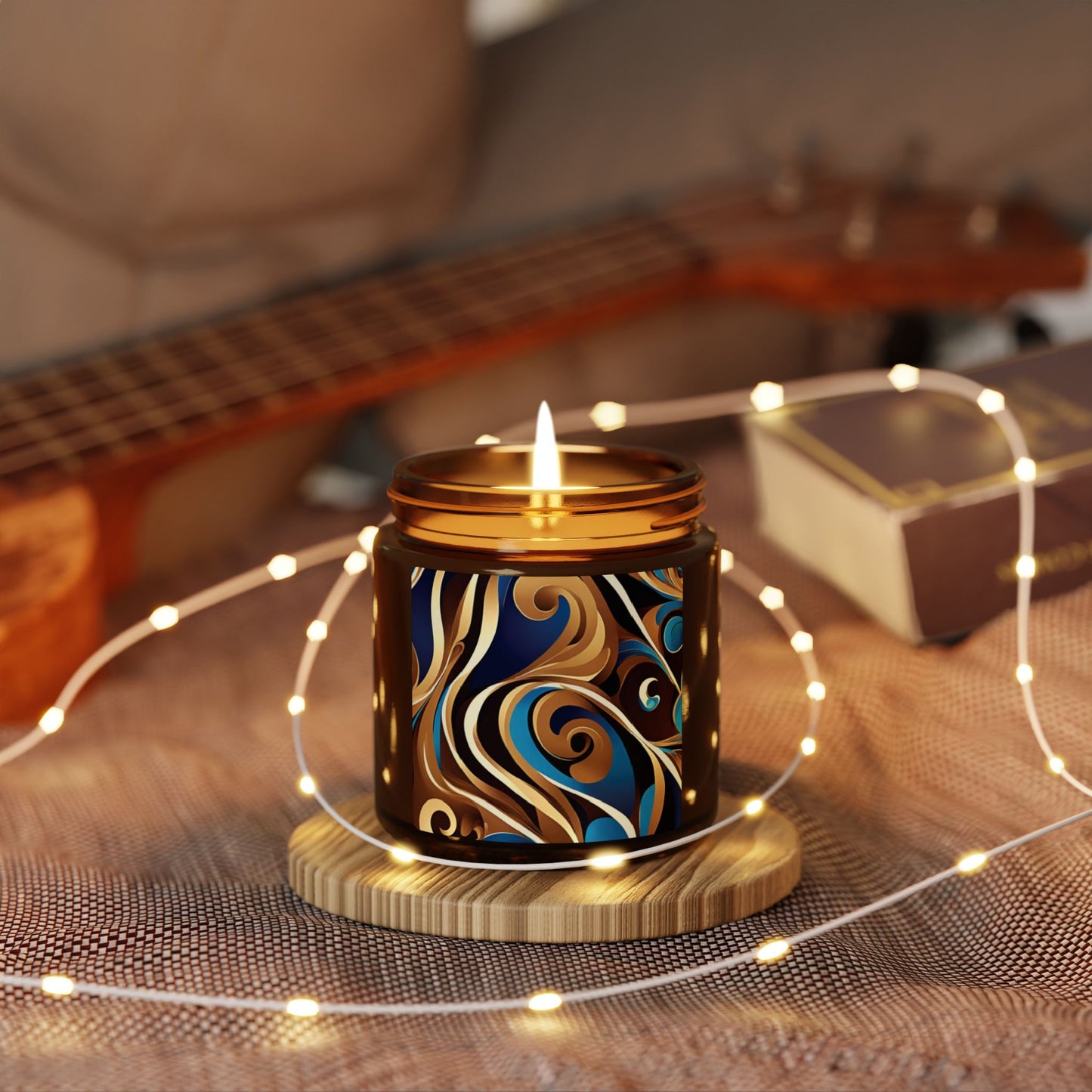 Blue Maze - Amber Jar 4oz, Soy Candle - Eco-Friendly