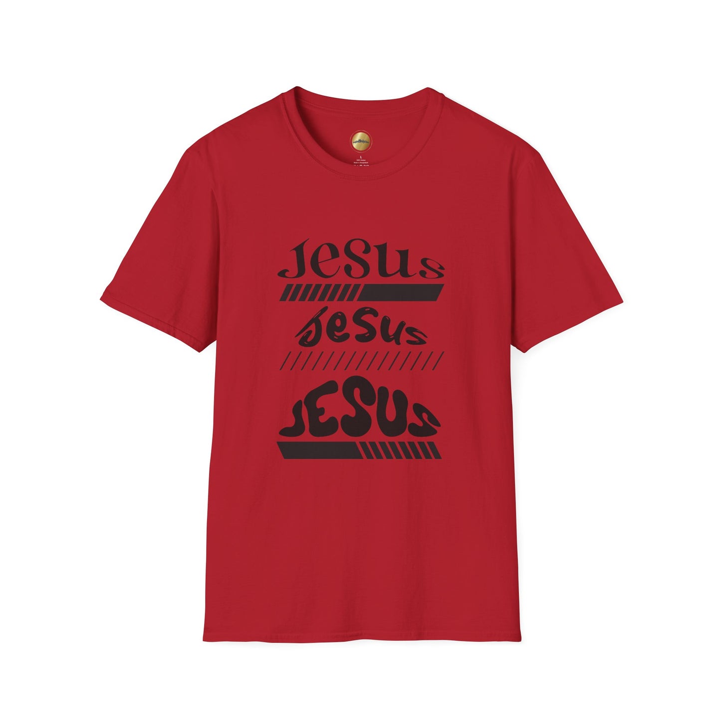 Jesus, Jesus, Jesus (black letters) - Inspirational Unisex Softstyle T-Shirt