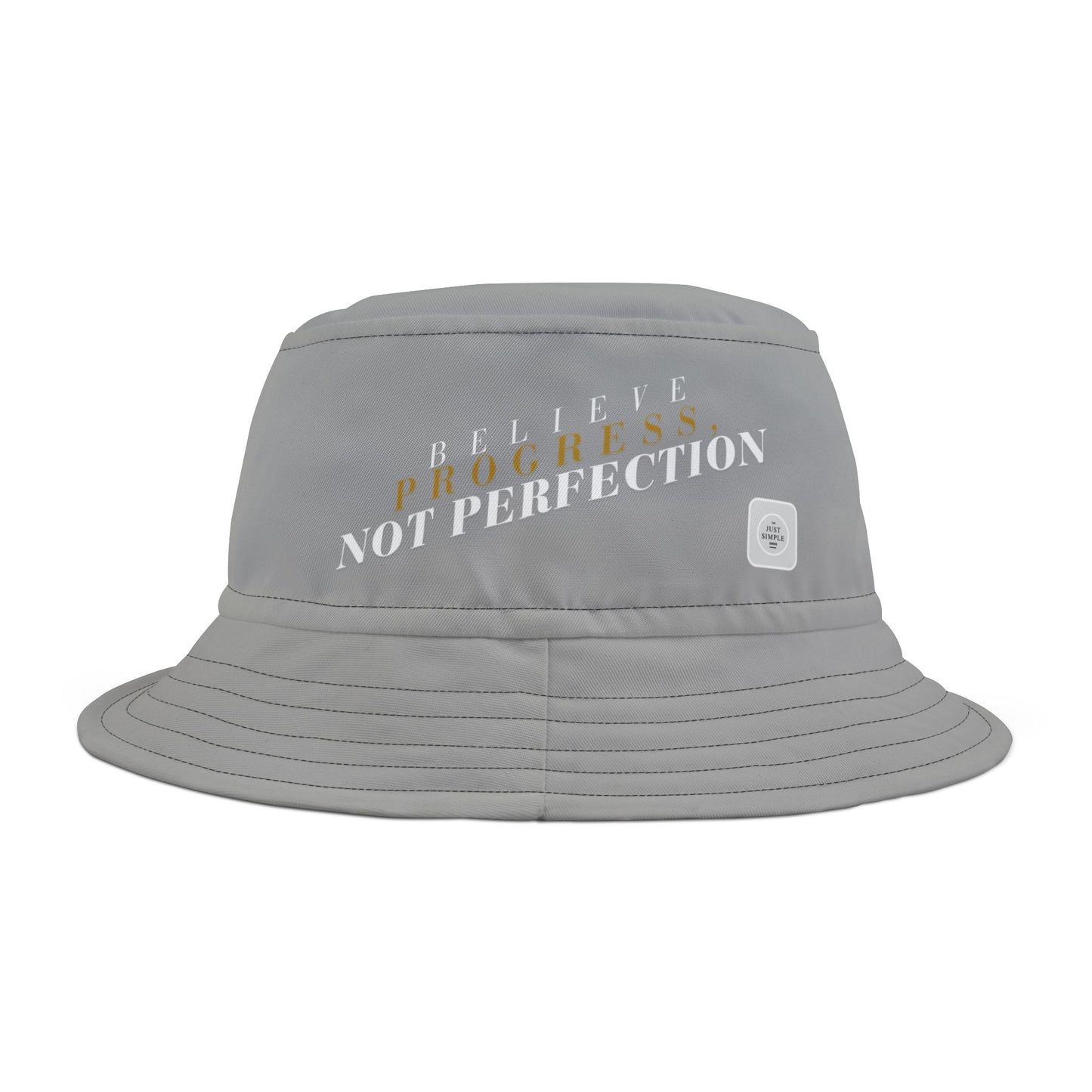 Believe, Progress, Not Perfection | Unisex Bucket Hat (light grey) | The Just Simple Series