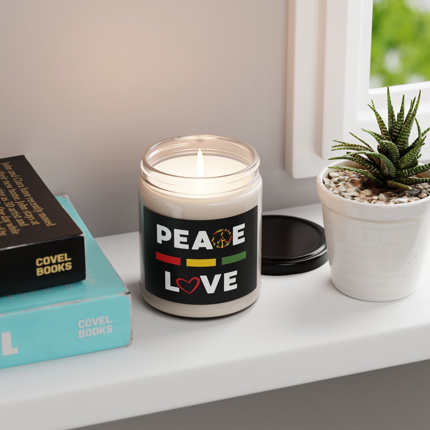 Peace-Love - Clear Jar 9oz, Soy Candle - Aromatherapy Gift