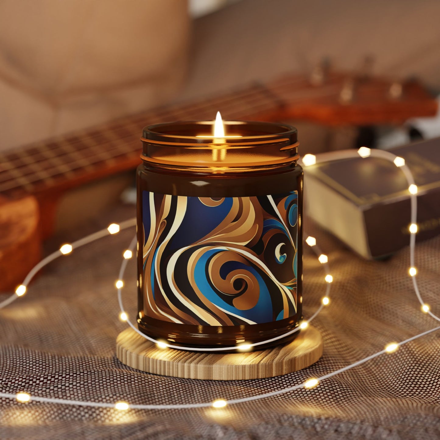 Blue Maze - Amber Jar 9oz, Soy Candle - Eco-Friendly