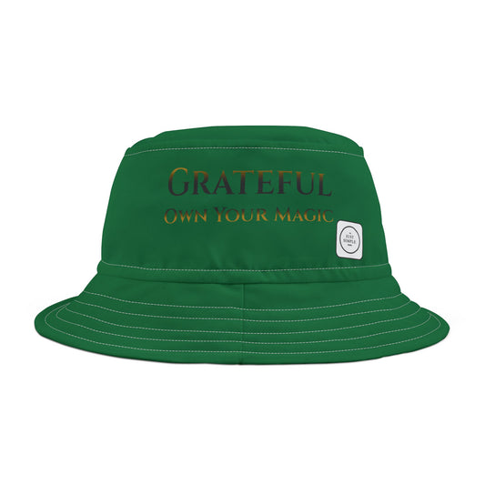 Grateful, Own Your Magic | Unisex Bucket Hat (dark green) | The Just Simple Series
