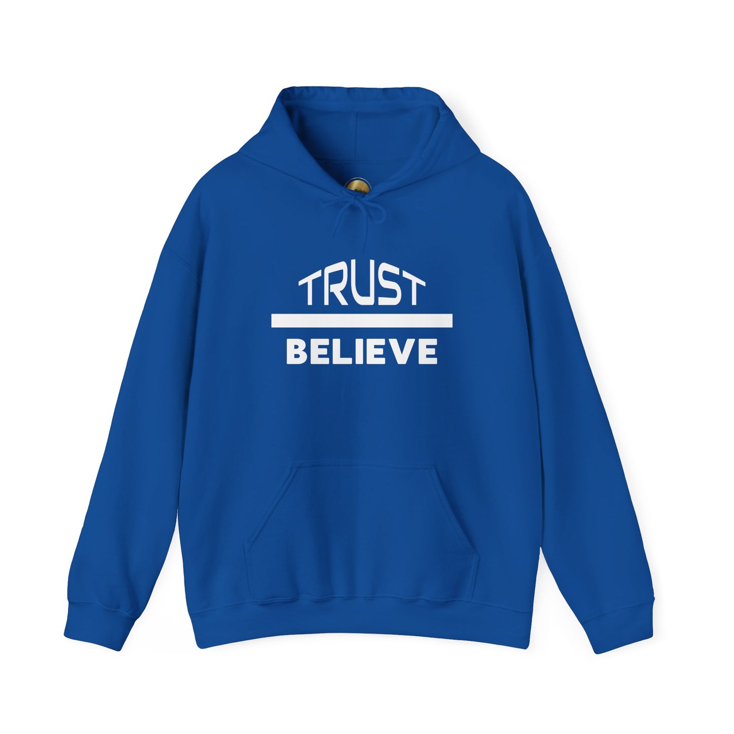 Trust-Believe (white letters) - Heavy Blend Hooded Sweatshirt Plush and Warm Unisex Cotton/Polyester Blend