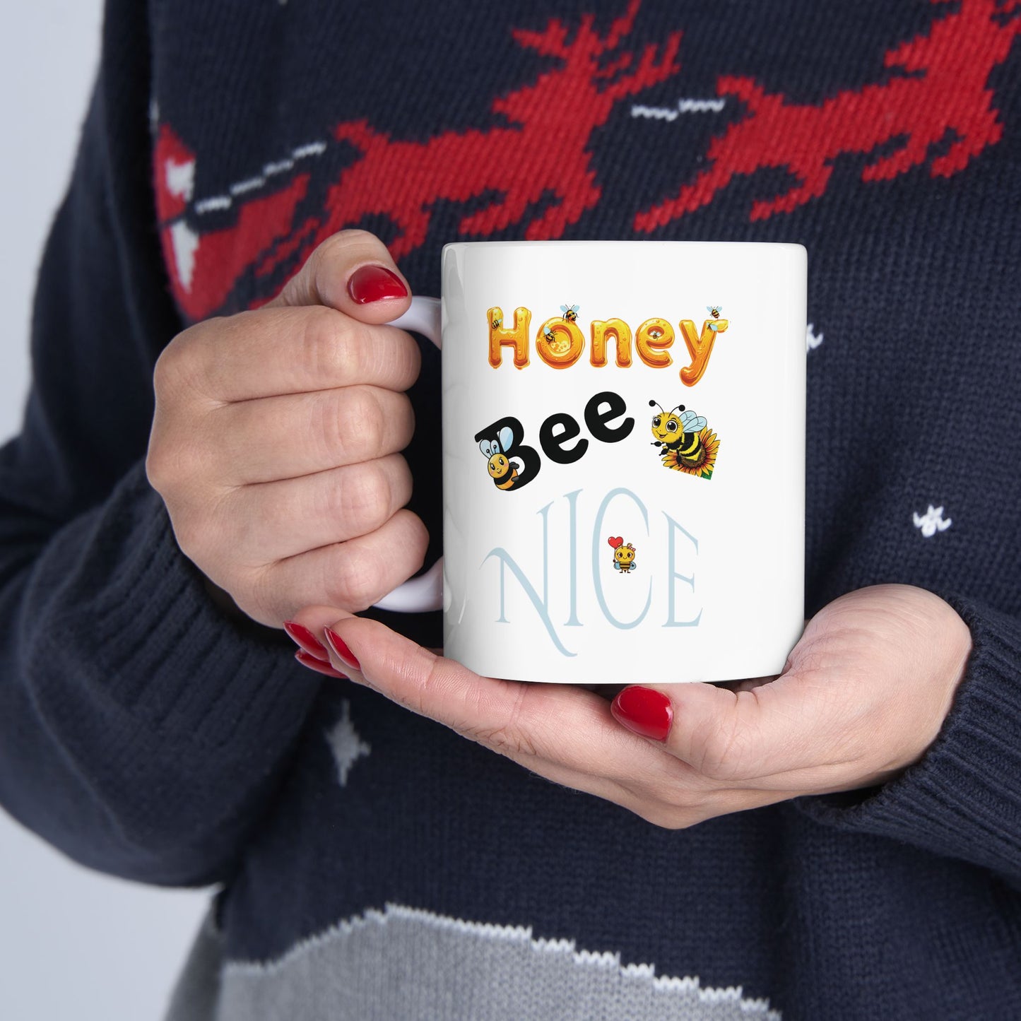 Honey Bee Nice (black) - Ceramic Mug