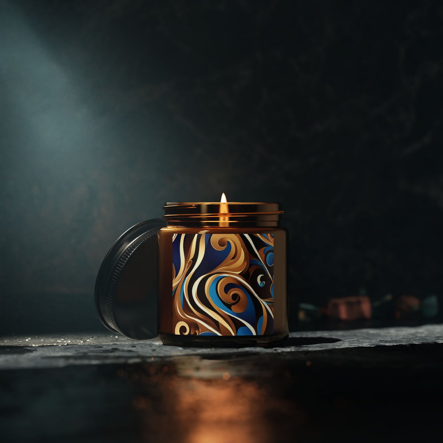 Blue Maze - Amber Jar 4oz, Soy Candle - Eco-Friendly