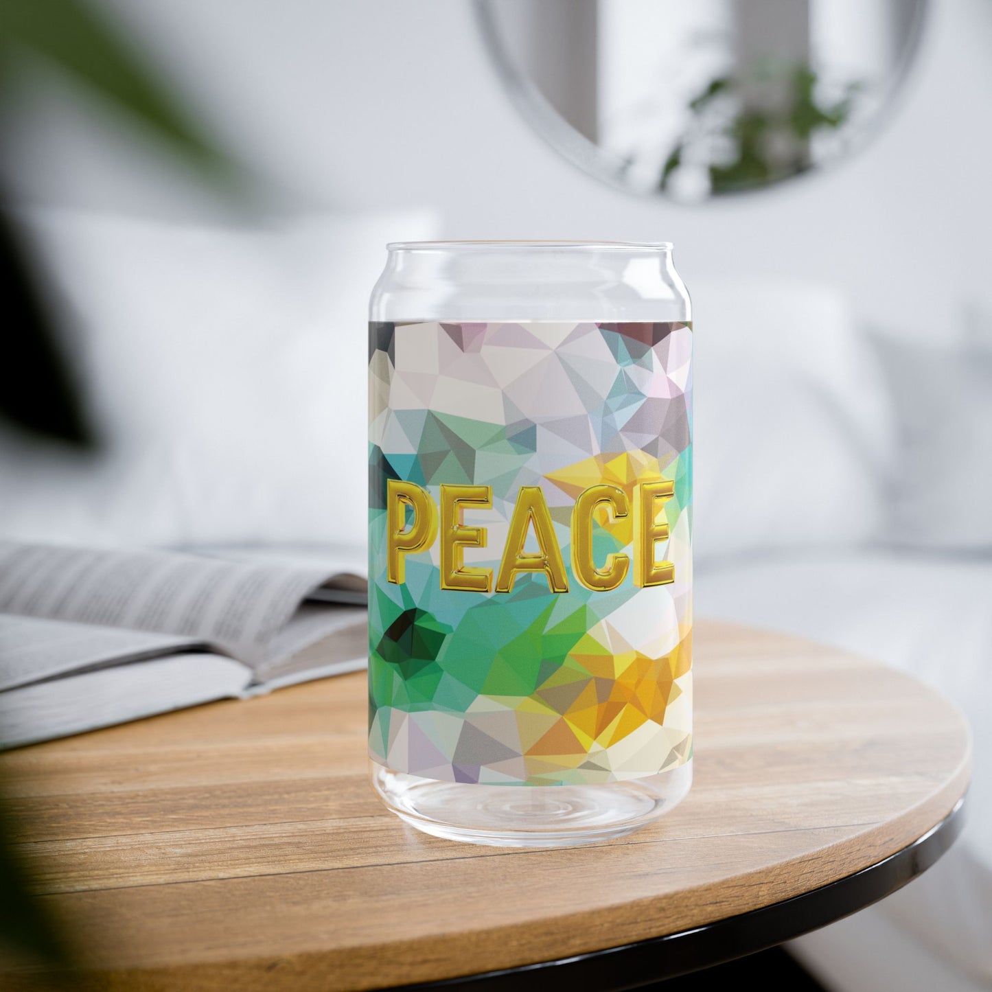 Peace Amarilla - Sipper Glass 16oz, Eco-Friendly Drinkware