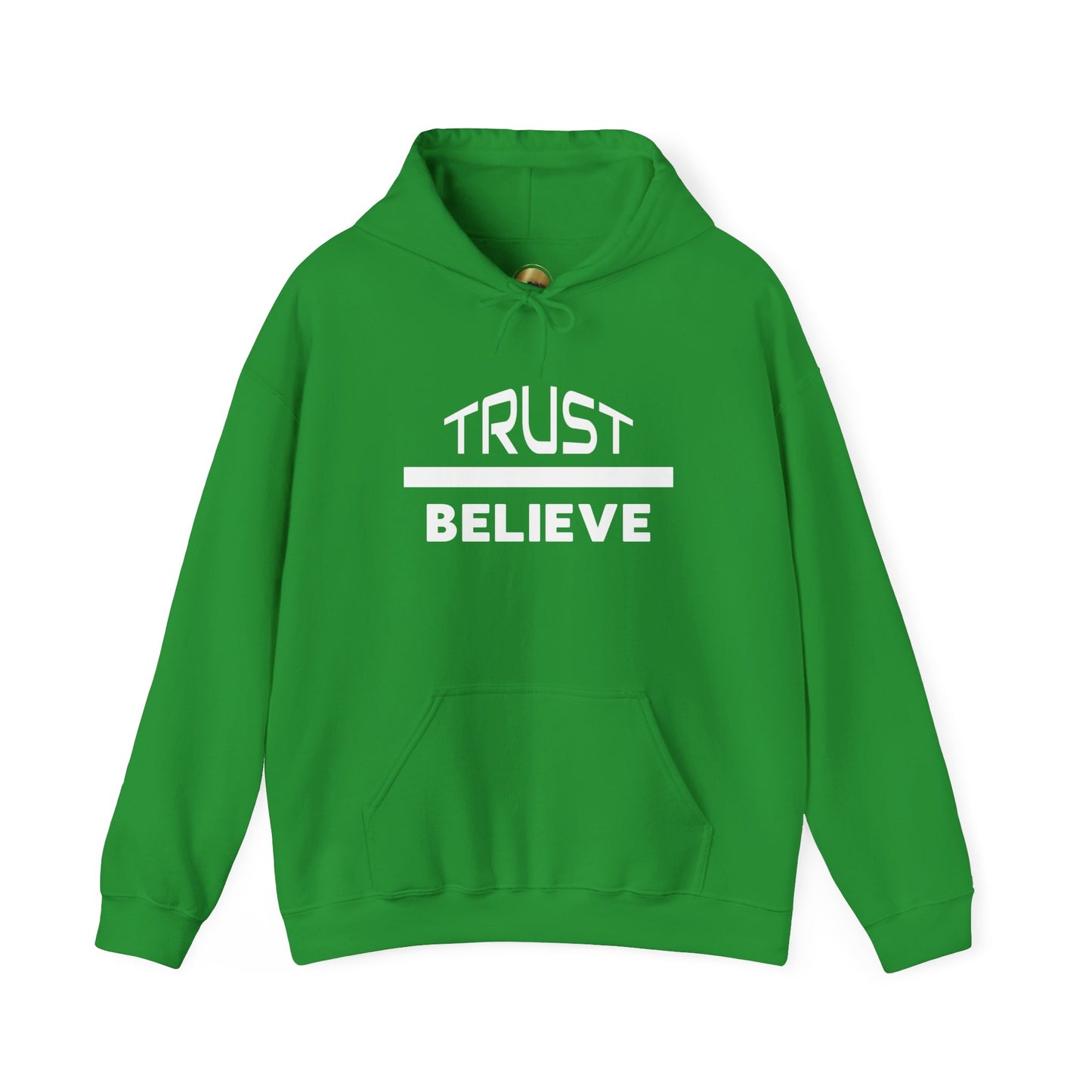 Trust-Believe (white letters) - Heavy Blend Hooded Sweatshirt Plush and Warm Unisex Cotton/Polyester Blend