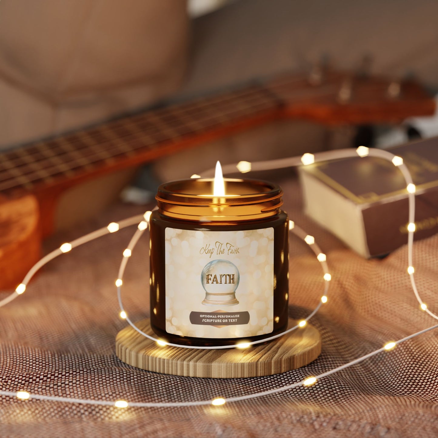 Keep The Faith - Amber Jar 4oz, Soy Candle - for Relaxation & Inspiration