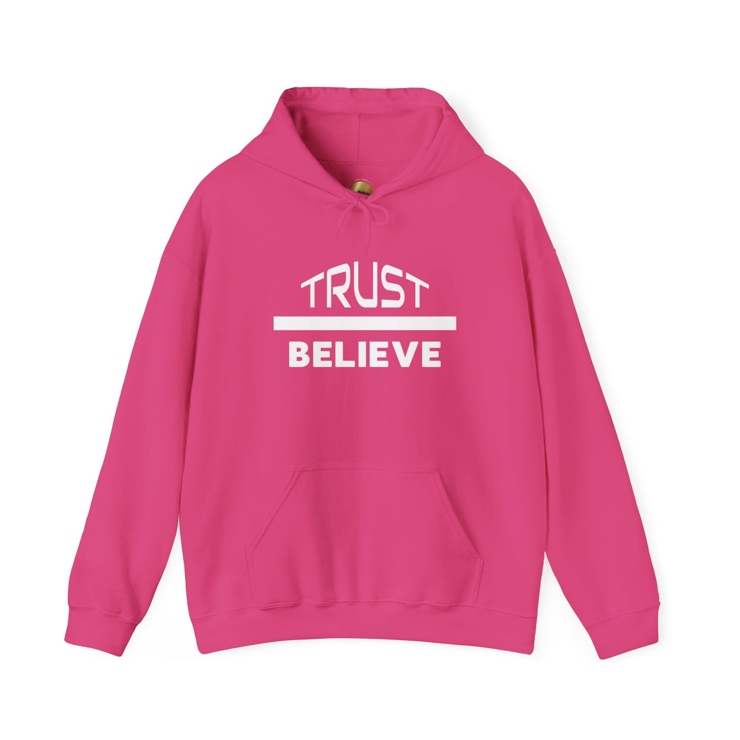 Trust-Believe (white letters) - Heavy Blend Hooded Sweatshirt Plush and Warm Unisex Cotton/Polyester Blend