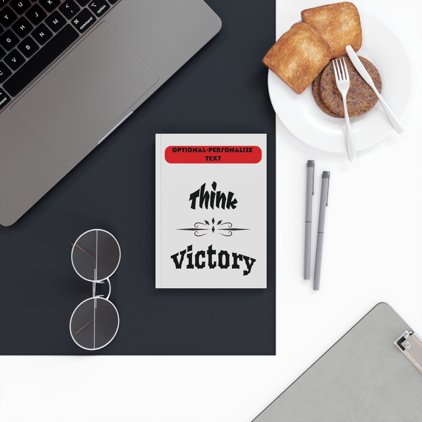 Think Victory (black & red) - Personalized Hard Backed Journal