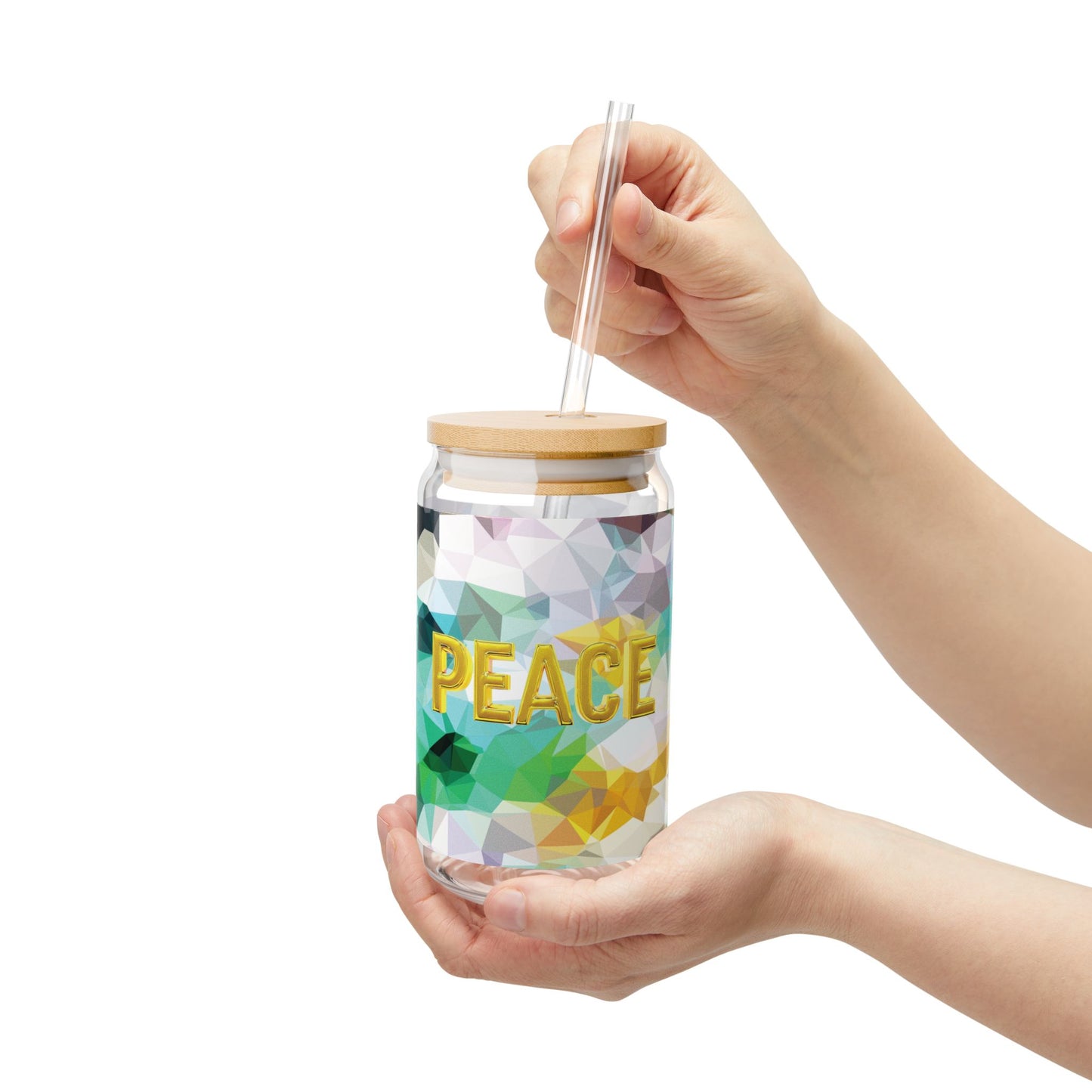 Peace Amarilla - Sipper Glass 16oz, Eco-Friendly Drinkware
