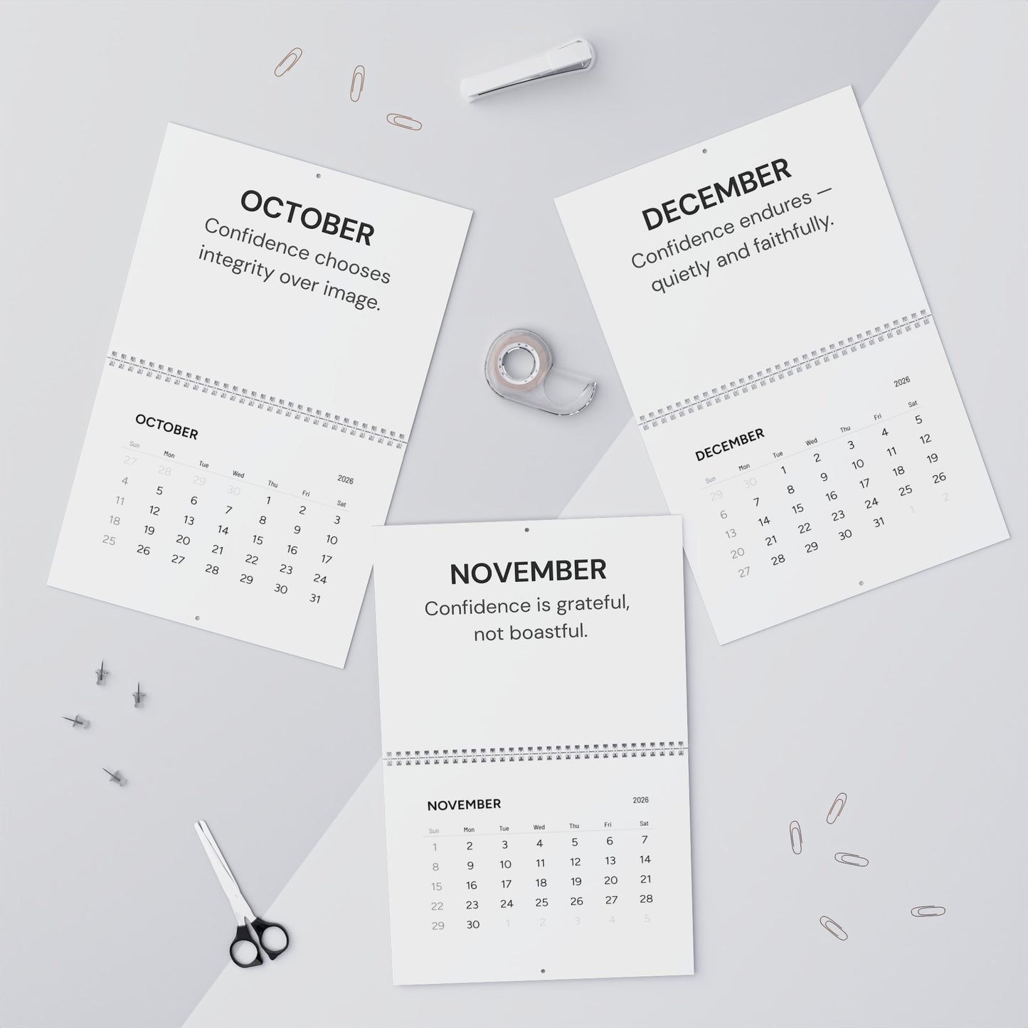 Confidence Is Not Arrogance | Inspirational Mindset Wall Calendar | 2026