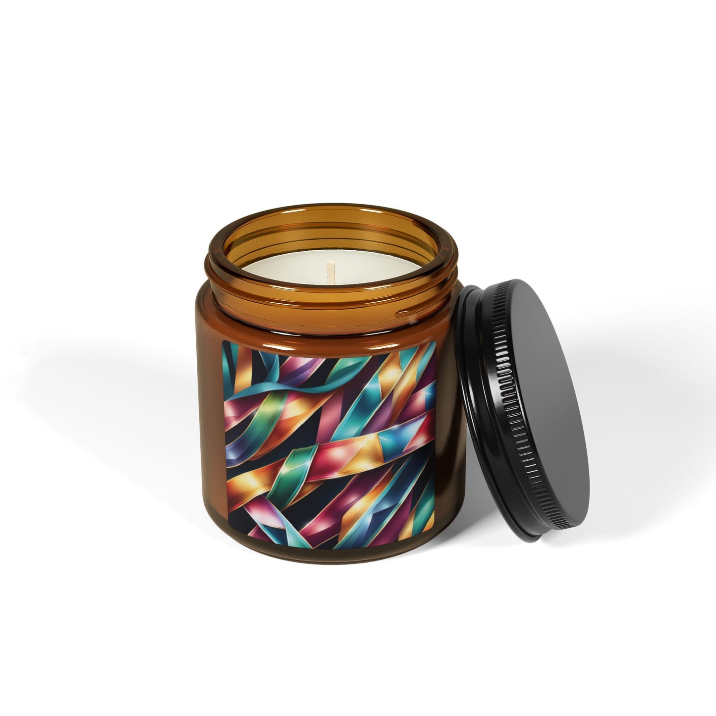 Ribbon Wave - Amber Jar 4oz, Soy Candle - Eco-Friendly