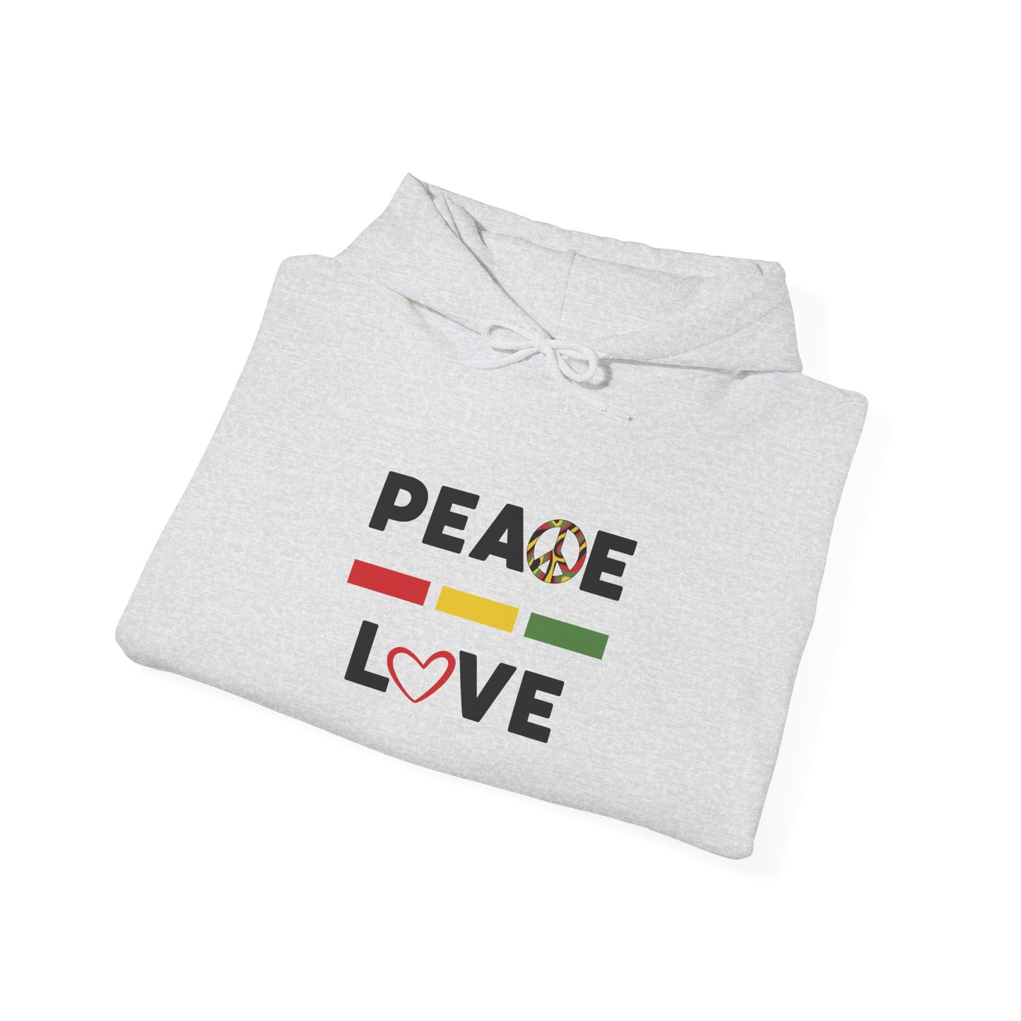 Peace-Love (black letters) - Heavy Blend Hooded Sweatshirt Plush and Warm Unisex Cotton/Polyester Blend