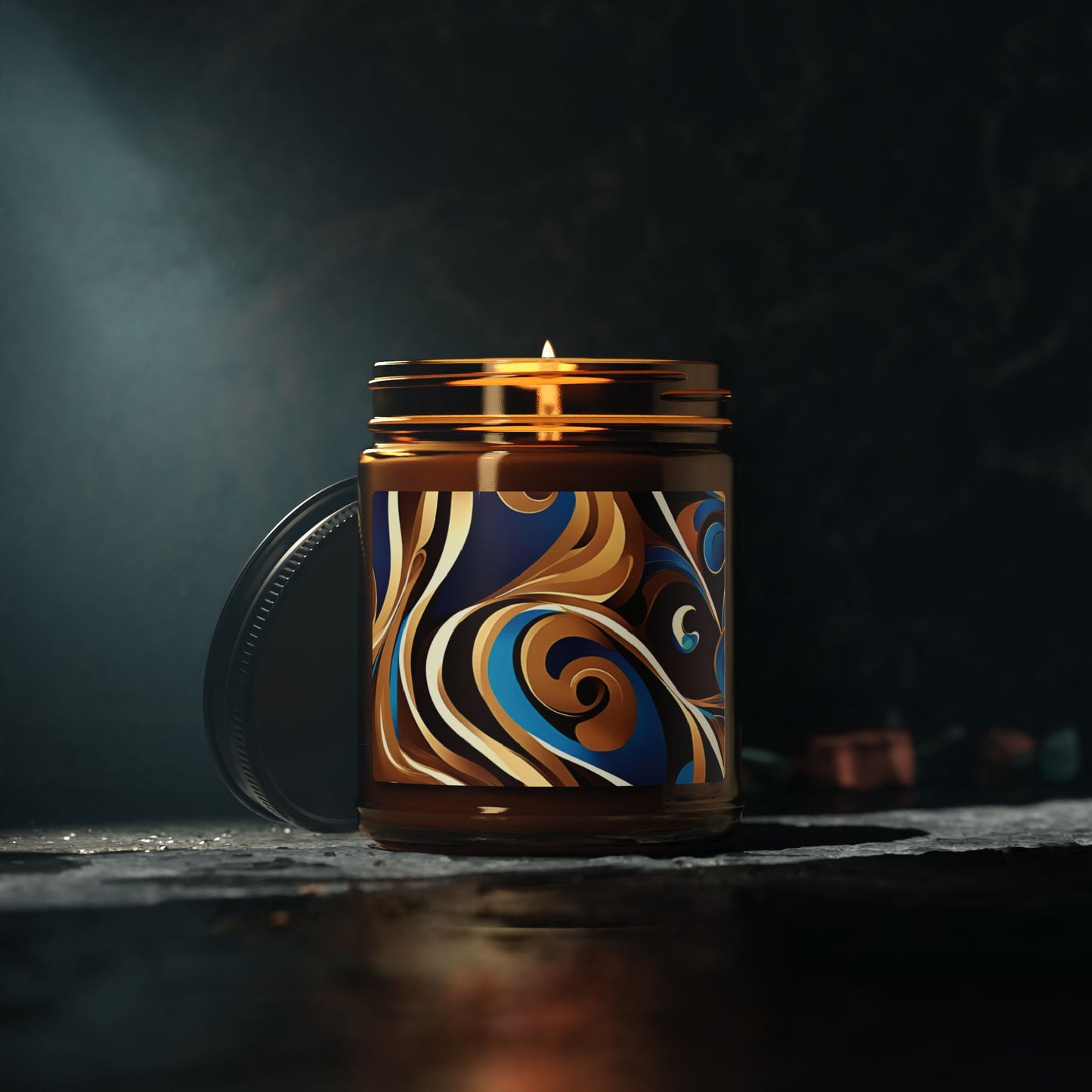 Blue Maze - Amber Jar 9oz, Soy Candle - Eco-Friendly