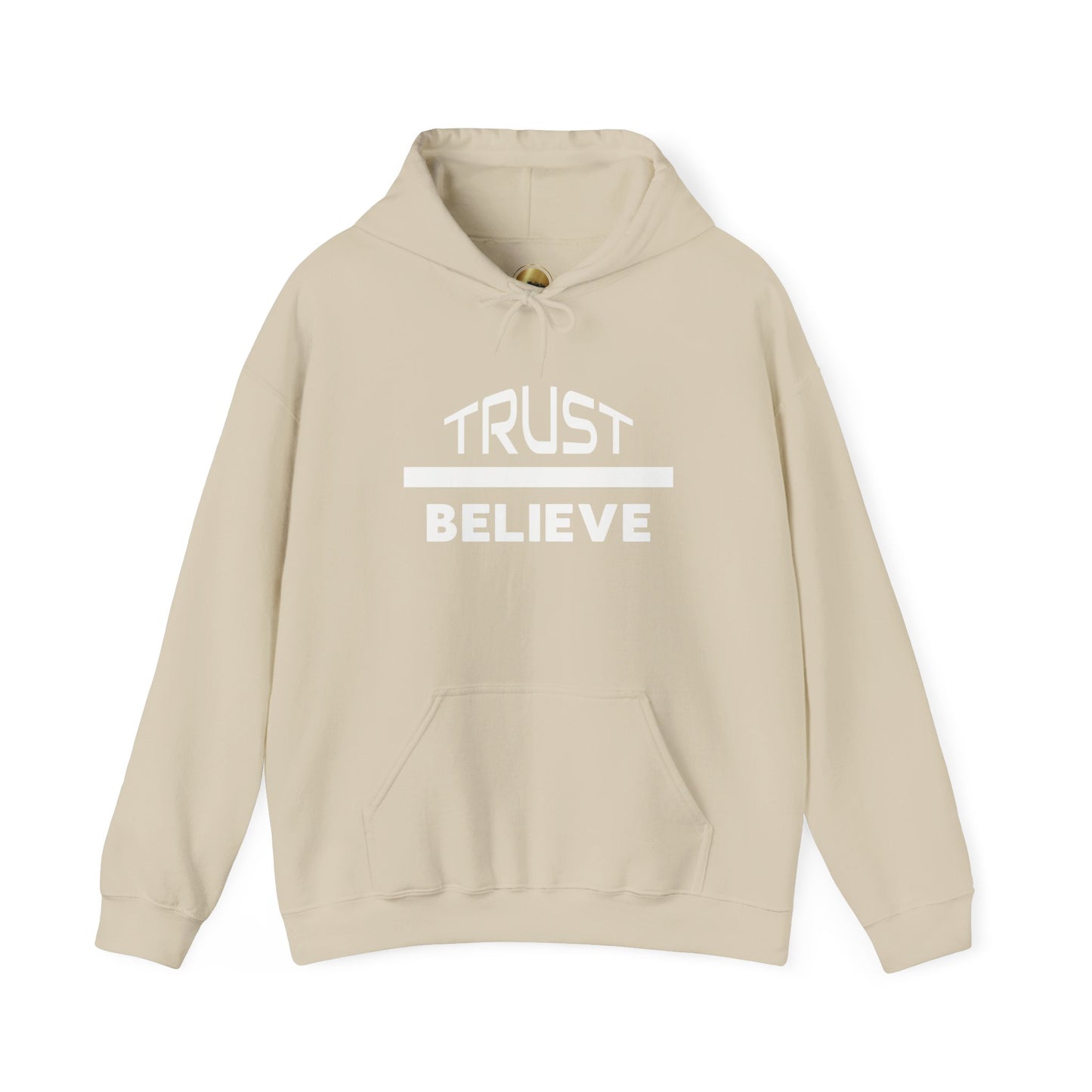 Trust-Believe (white letters) - Heavy Blend Hooded Sweatshirt Plush and Warm Unisex Cotton/Polyester Blend