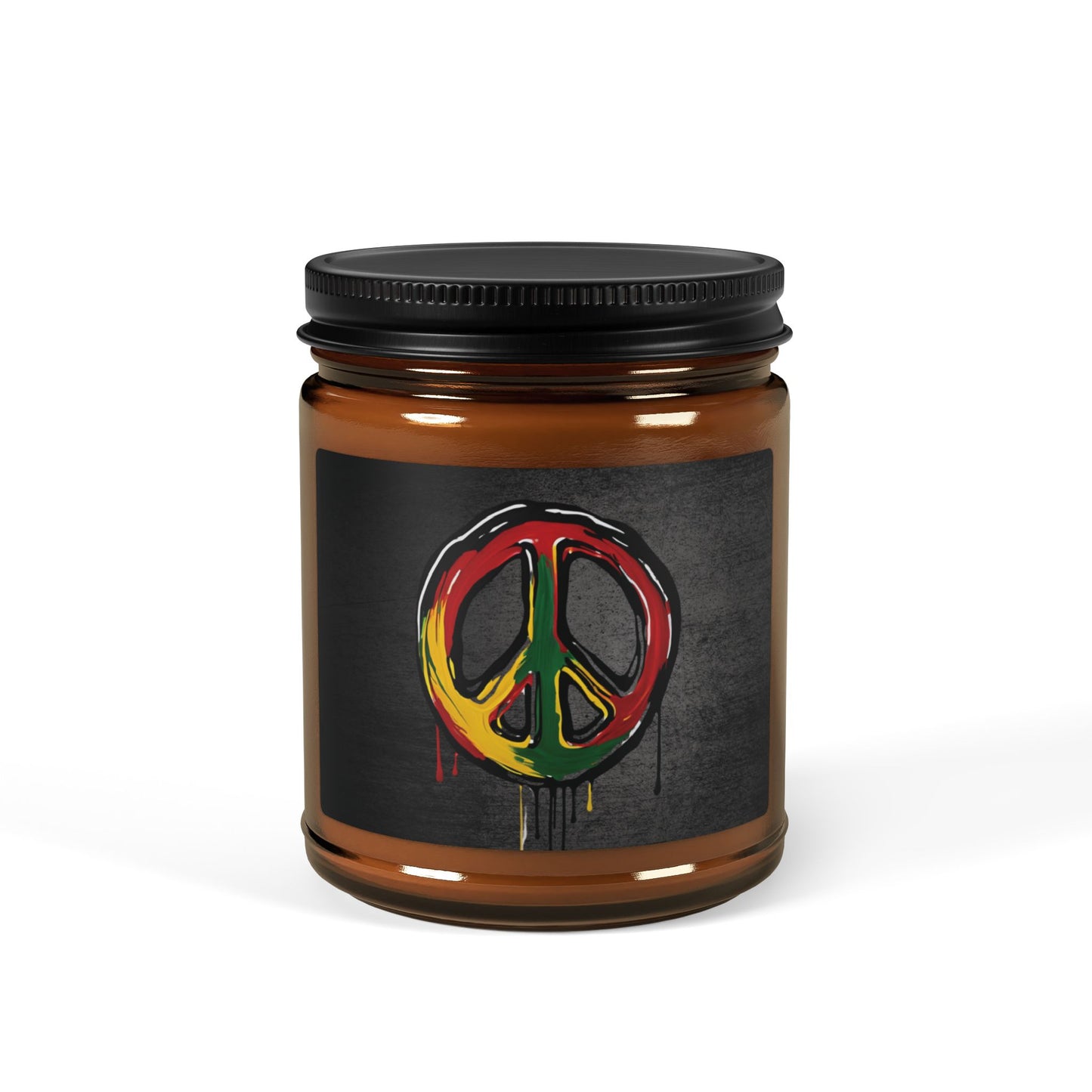 Peace Sign - Amber Jar 9oz, Soy Candle - Eco-Friendly