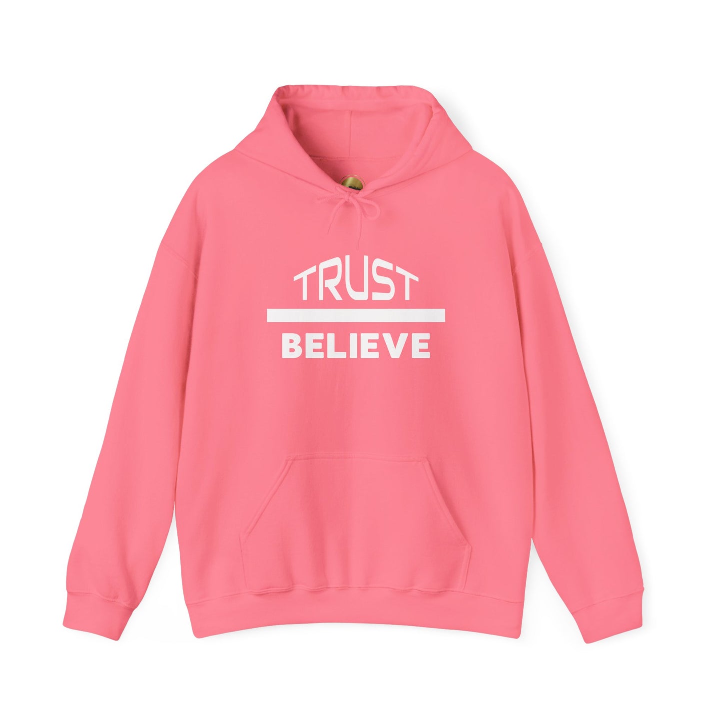 Trust-Believe (white letters) - Heavy Blend Hooded Sweatshirt Plush and Warm Unisex Cotton/Polyester Blend