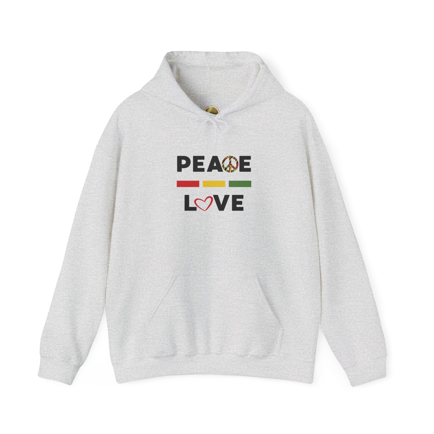 Peace-Love (black letters) - Heavy Blend Hooded Sweatshirt Plush and Warm Unisex Cotton/Polyester Blend