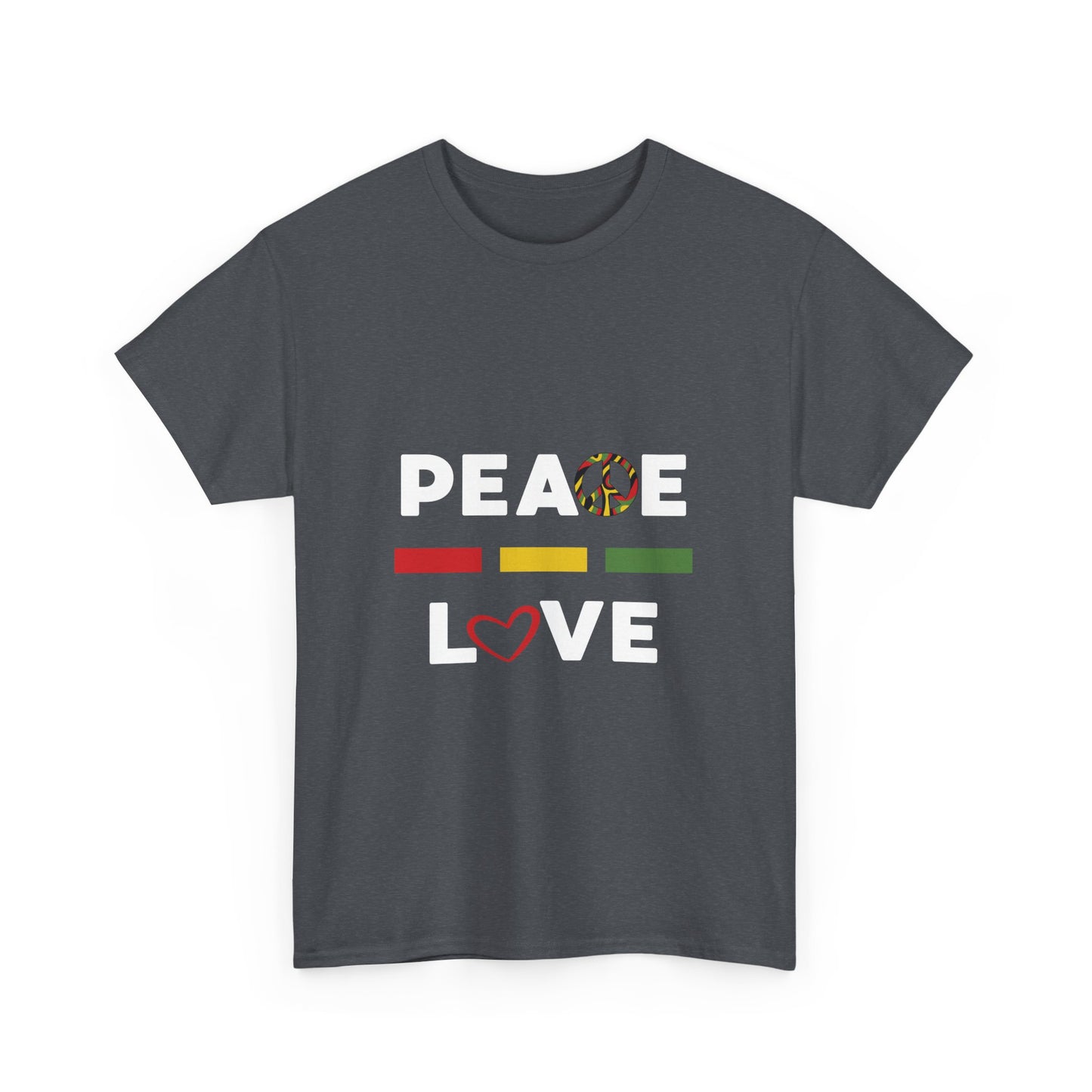 Peace-Love (white lettering) - Heavy Cotton Tee