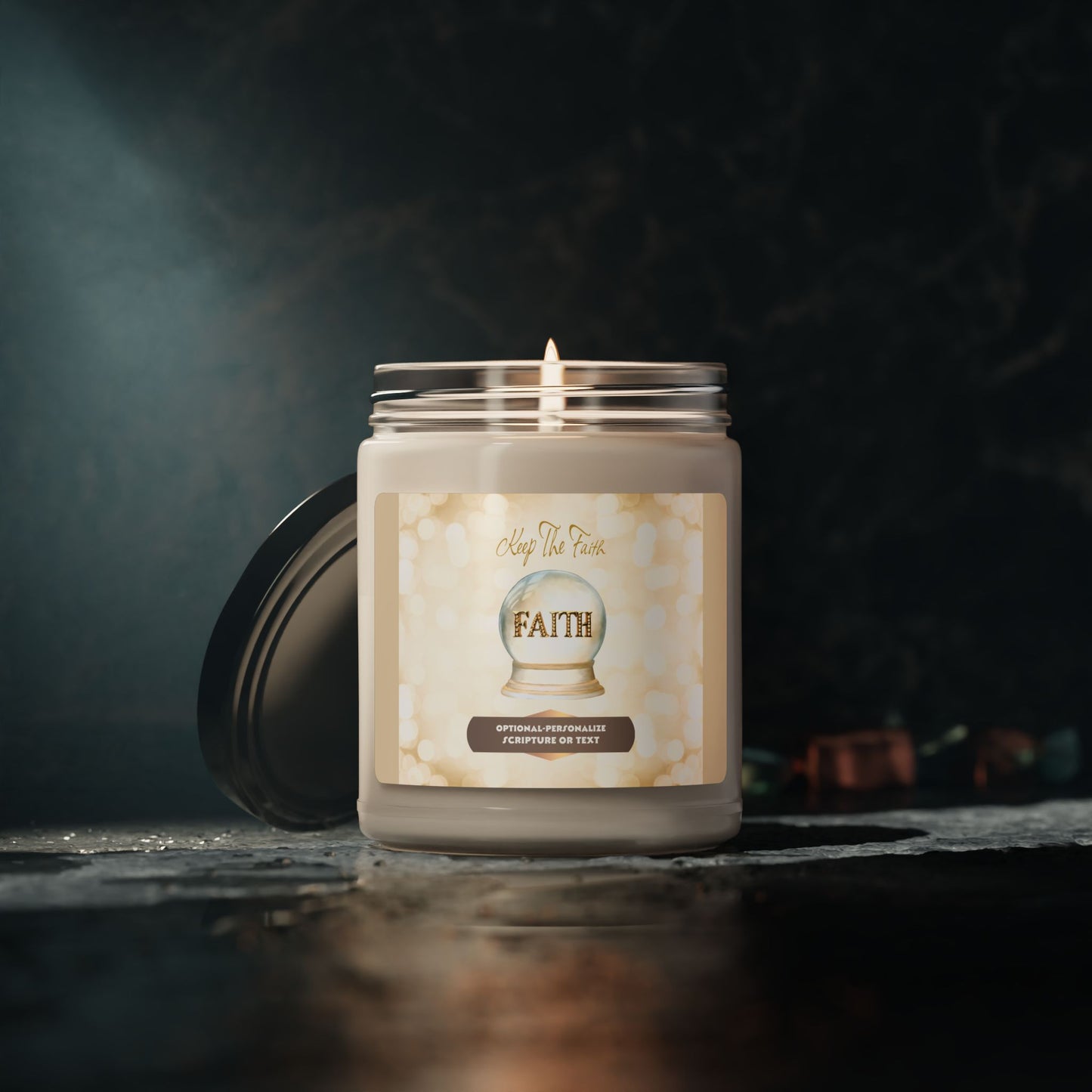 Keep The Faith - Clear Jar 9oz, Soy Candle - Personalized