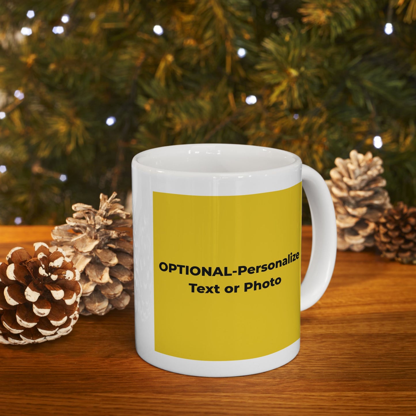 Peace & Love (yellow) - Ceramic Mug - 11oz & 15oz - Perfect Gift for Inspiration & Motivation