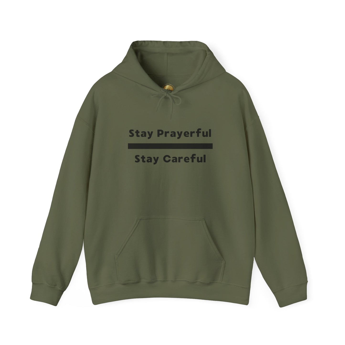 Stay Prayerful-Stay Careful (black letters) - Unisex Heavy Blend™ Hooded Sweatshirt
