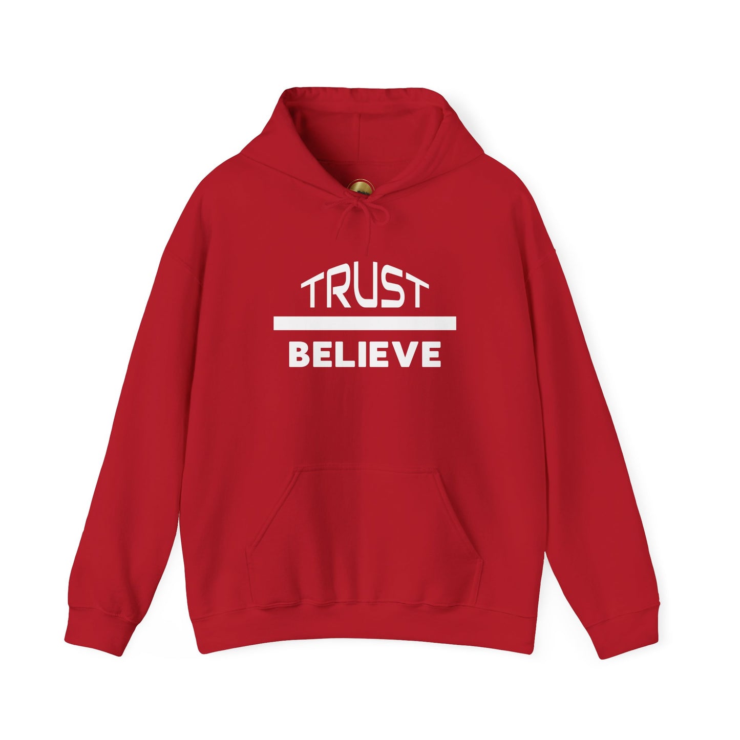 Trust-Believe (white letters) - Heavy Blend Hooded Sweatshirt Plush and Warm Unisex Cotton/Polyester Blend