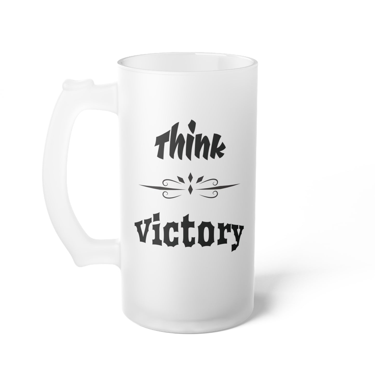 Think Victory - Frosted 16 oz. Glass Beer Mug - Celebrate Victory with Style