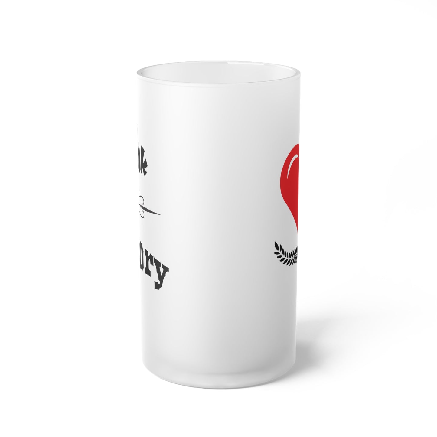 Think Victory - Frosted 16 oz. Glass Beer Mug - Celebrate Victory with Style
