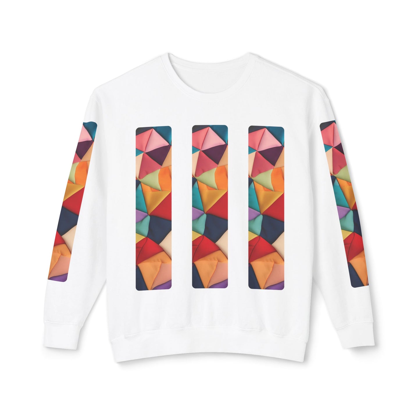 Color Maze - Colorful Geometric Design Unisex Lightweight Crewneck Sweatshirt - Stylish & Comfortable