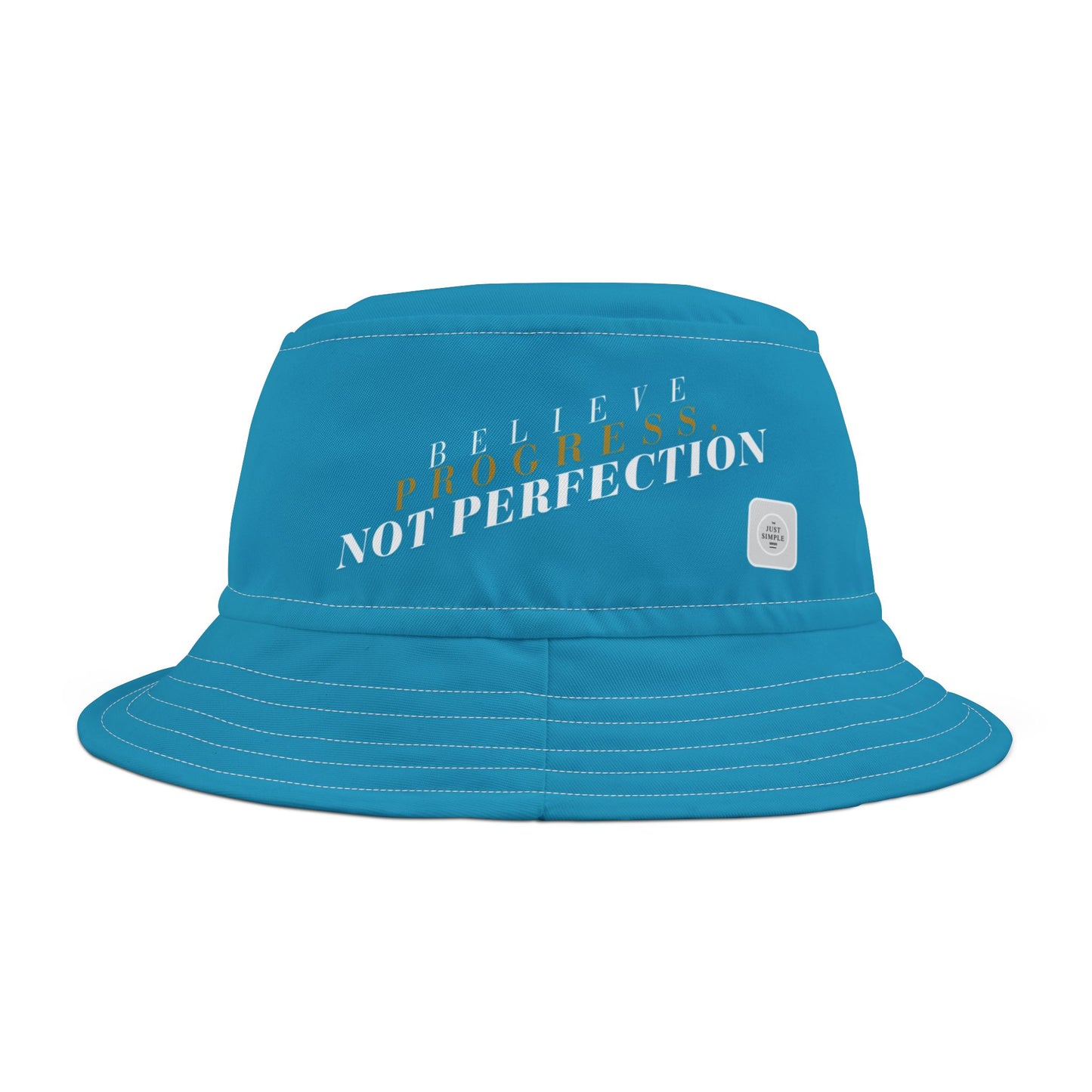 Believe, Progress, Not Perfection | Unisex Bucket Hat (turquoise) | The Just Simple Series