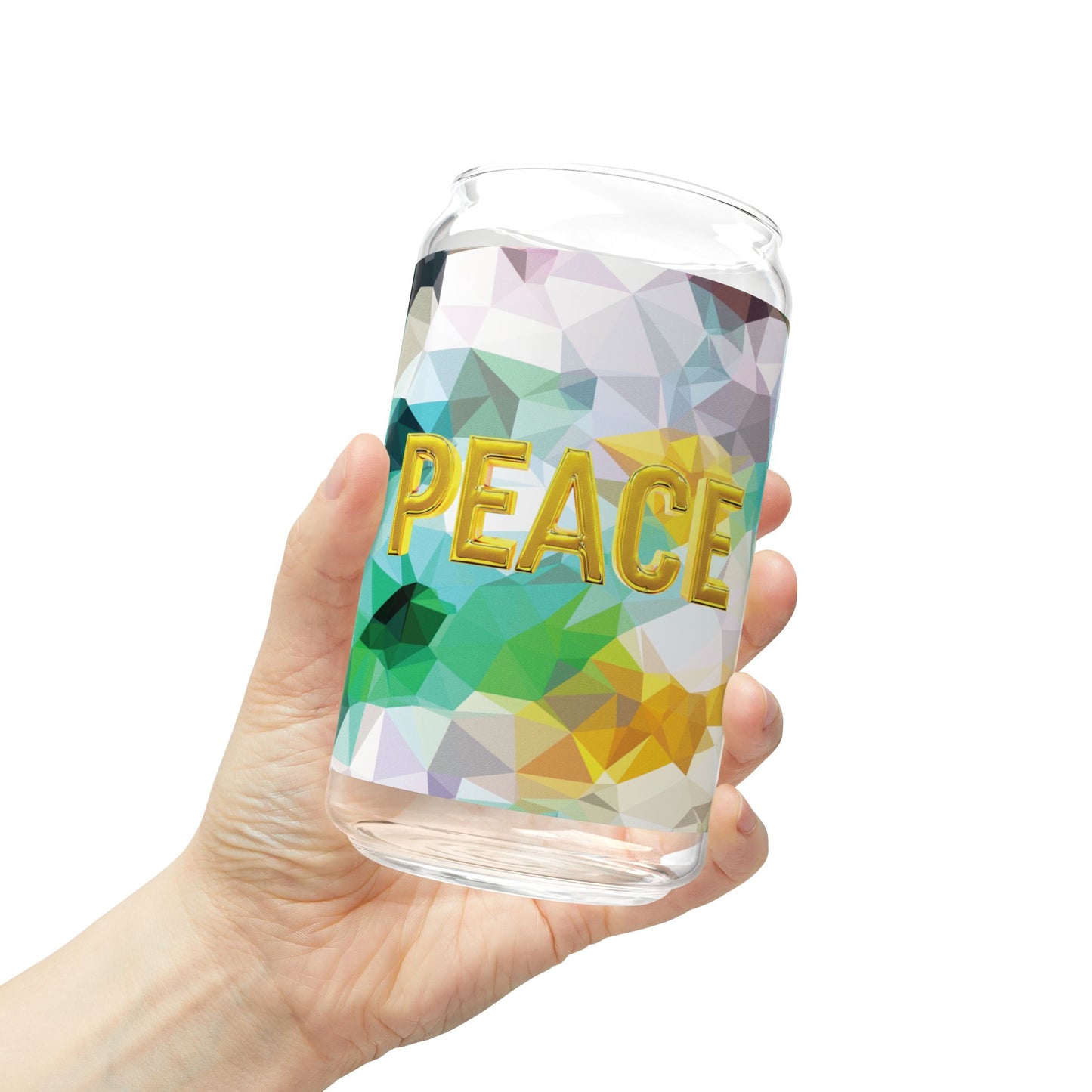 Peace Amarilla - Sipper Glass 16oz, Eco-Friendly Drinkware