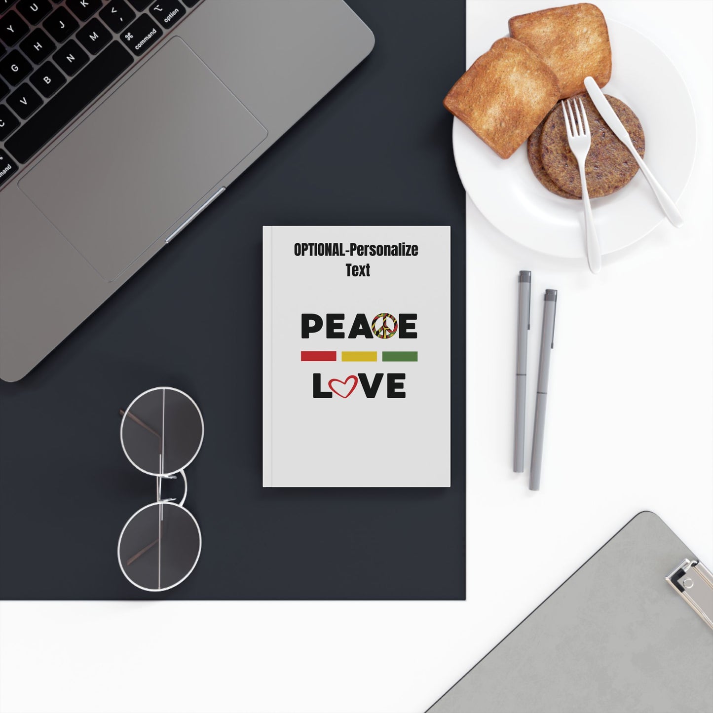 Peace & Love (white) | Personalized Hard Backed Journal