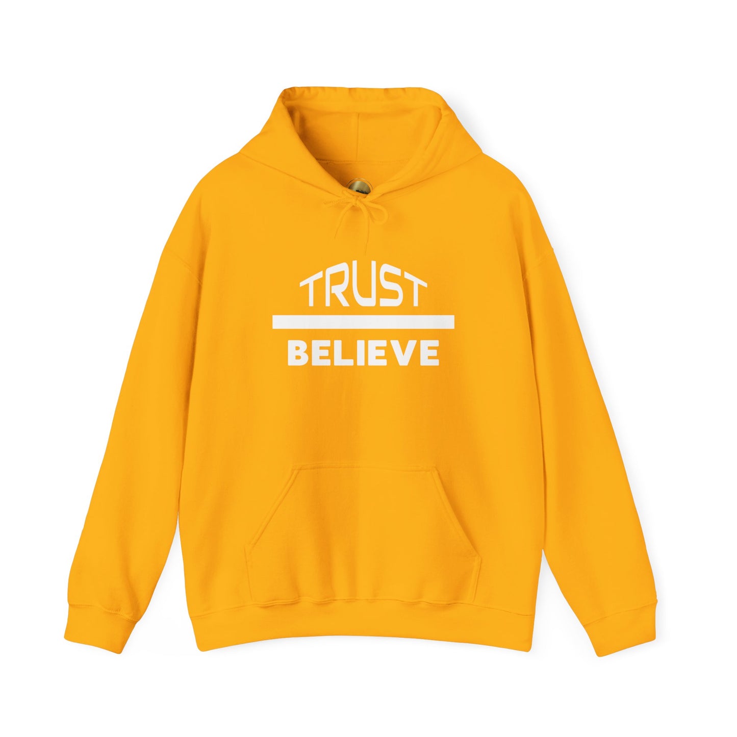 Trust-Believe (white letters) - Heavy Blend Hooded Sweatshirt Plush and Warm Unisex Cotton/Polyester Blend