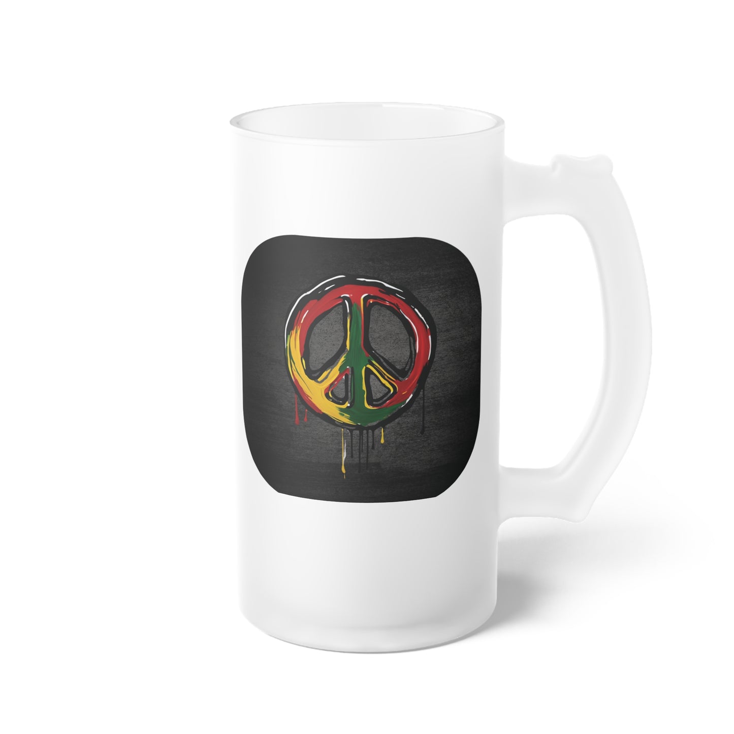 Peace Sign - Frosted 16 oz. Glass Beer Mug - Ideal for Celebrations and Relaxed Gatherings