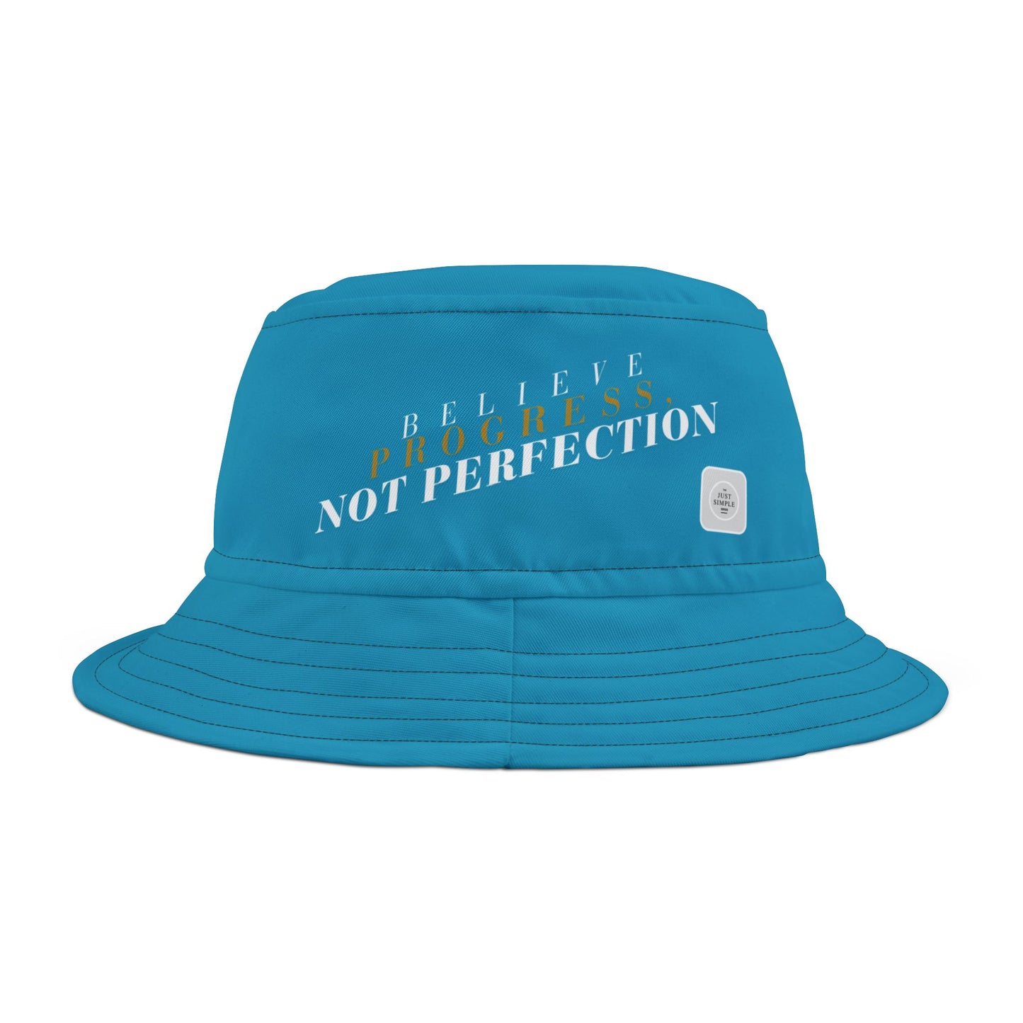 Believe, Progress, Not Perfection | Unisex Bucket Hat (turquoise) | The Just Simple Series