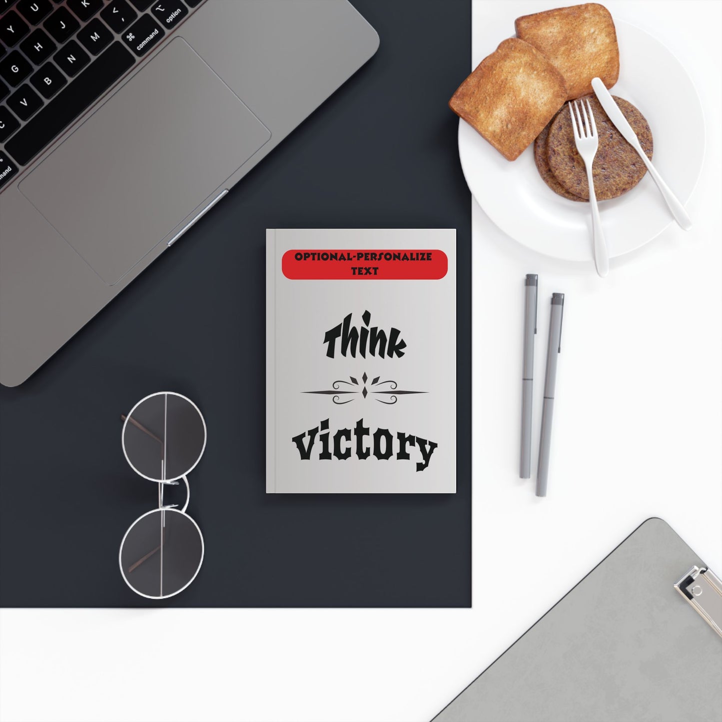 Think Victory (gray gradient) - Personalized Hard Backed Journal