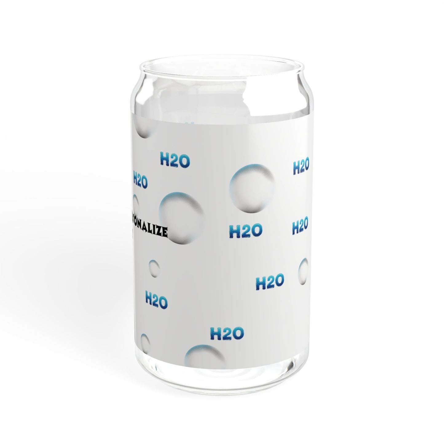 Water Drops H2O (blue letters)- Sipper Glass 16oz