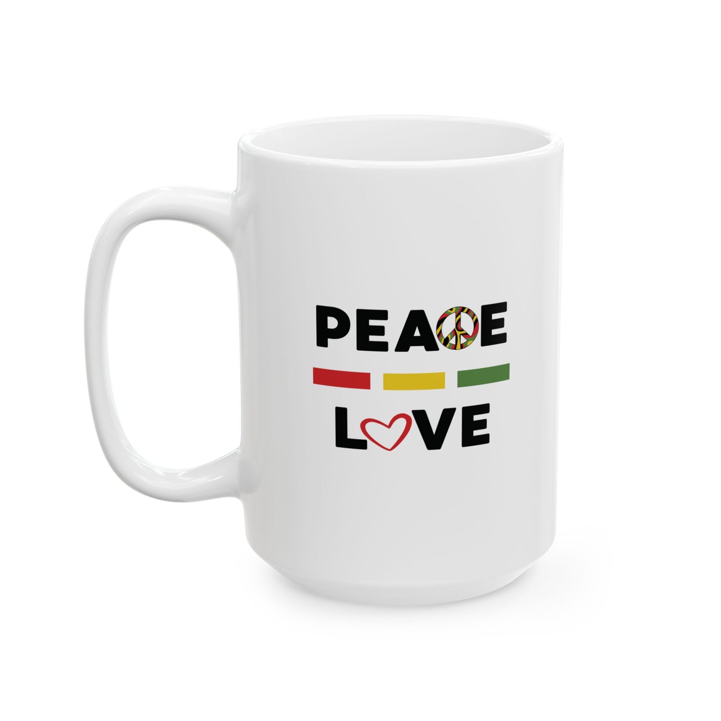 Peace & Love (yellow) - Ceramic Mug - 11oz & 15oz - Perfect Gift for Inspiration & Motivation