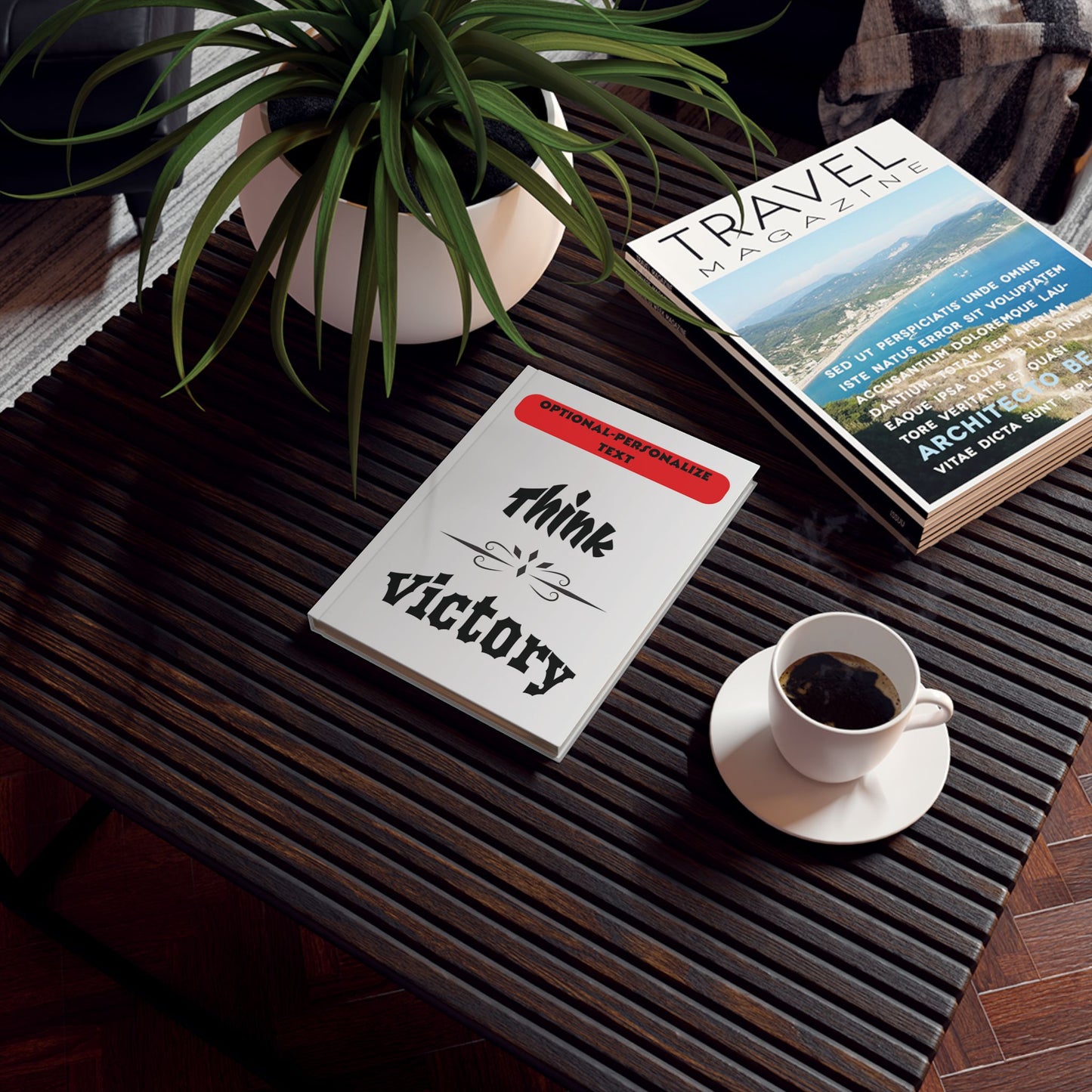 Think Victory (gray gradient) - Personalized Hard Backed Journal