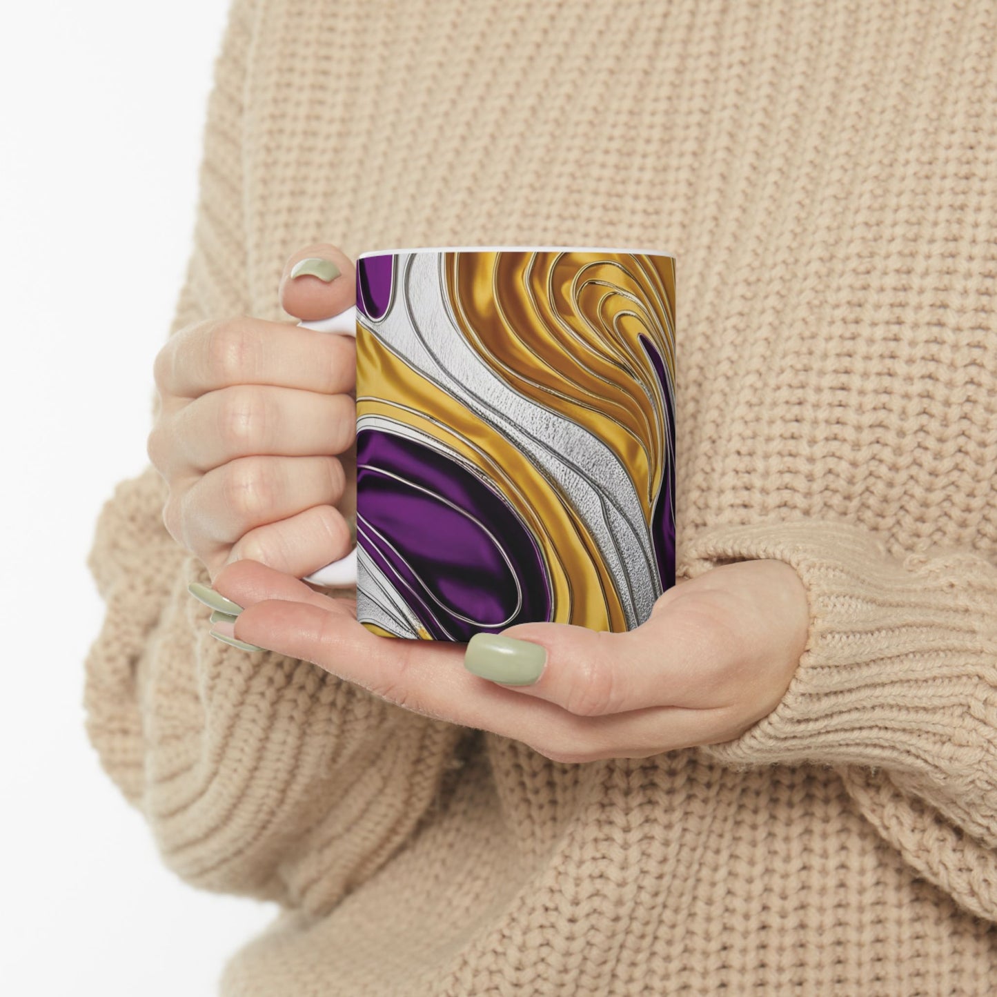 Purple Twist - Vibrant Swirl Ceramic Mug - Unique Design for Coffee Lovers