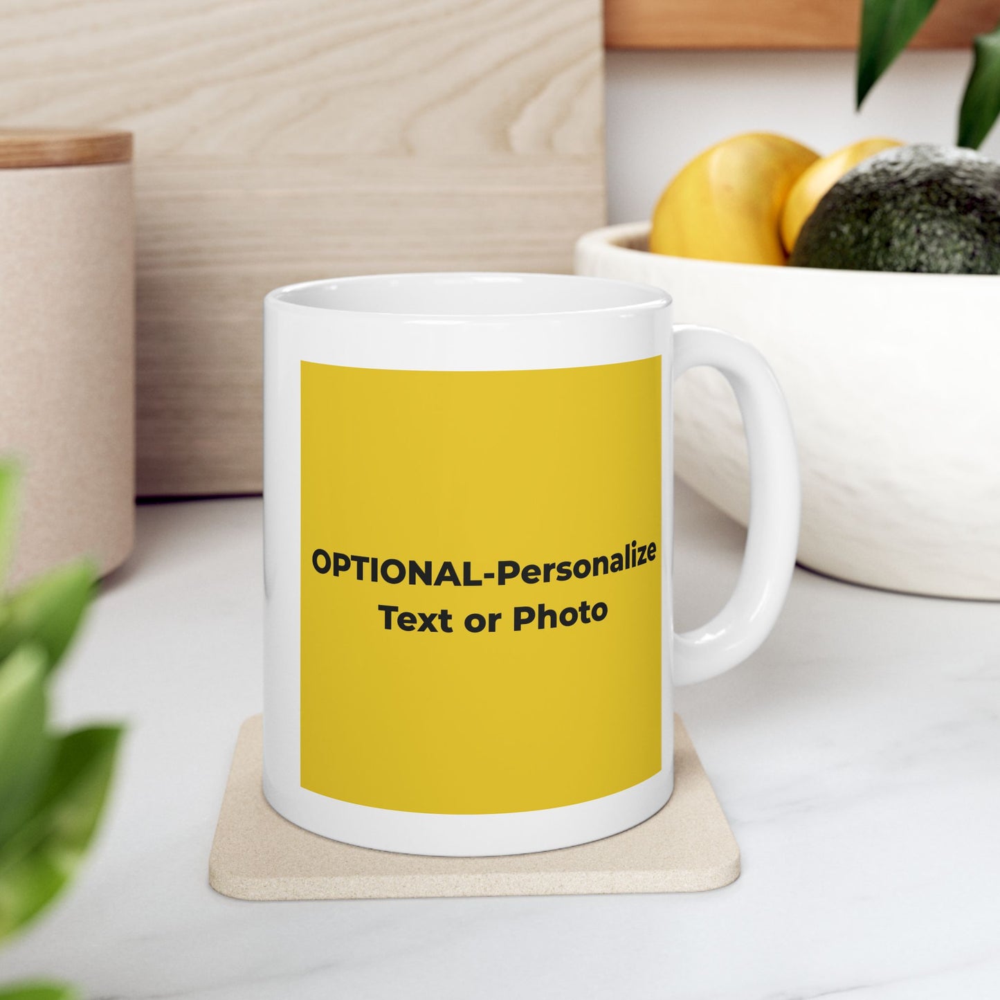 Peace & Love (yellow) - Ceramic Mug - 11oz & 15oz - Perfect Gift for Inspiration & Motivation