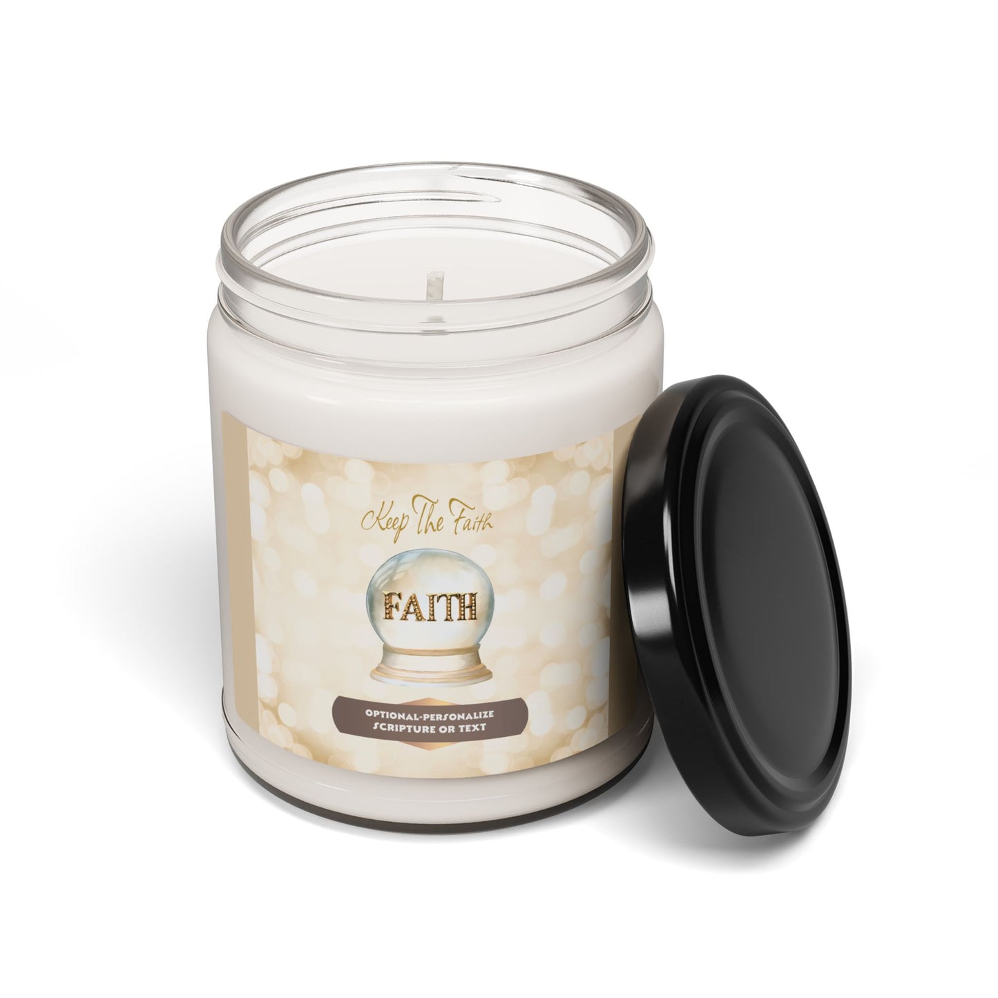 Keep The Faith - Clear Jar 9oz, Soy Candle - Personalized