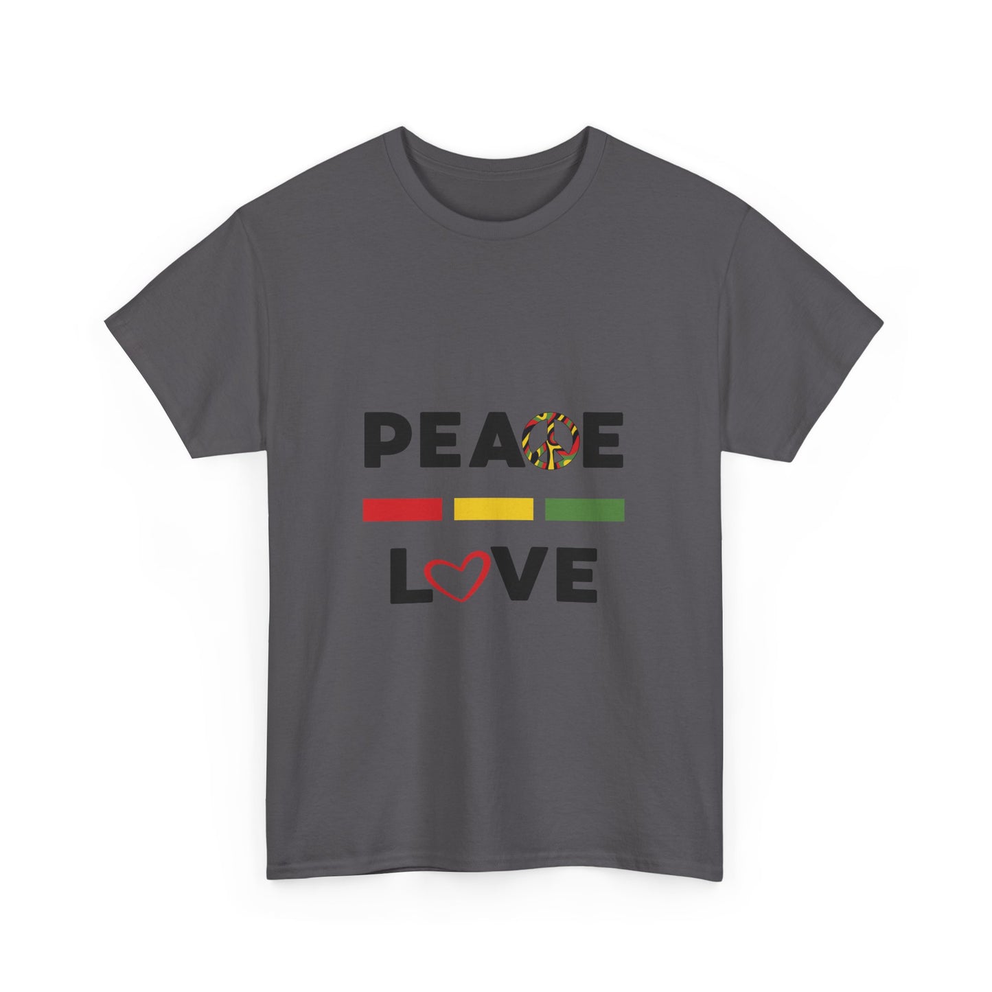 Peace-Love (black lettering) - Heavy Cotton Tee