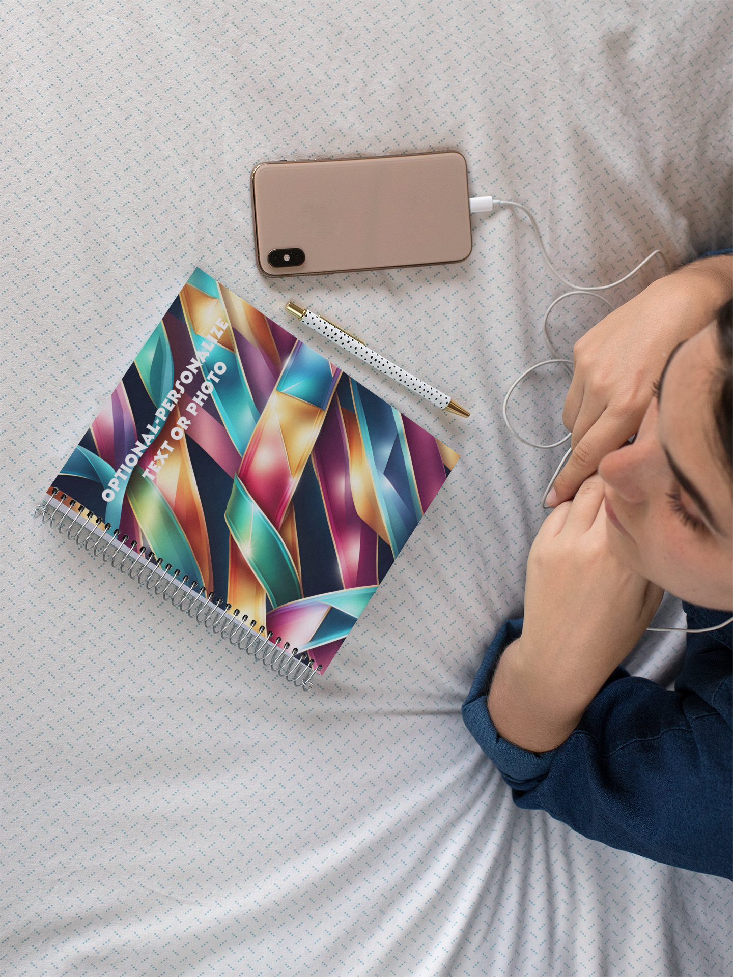 Ribbon Wave - Personalized Spiral Notebook