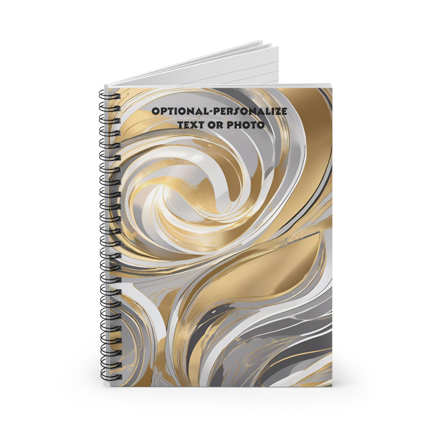 Golden Swirls - Personalized Spiral Notebook