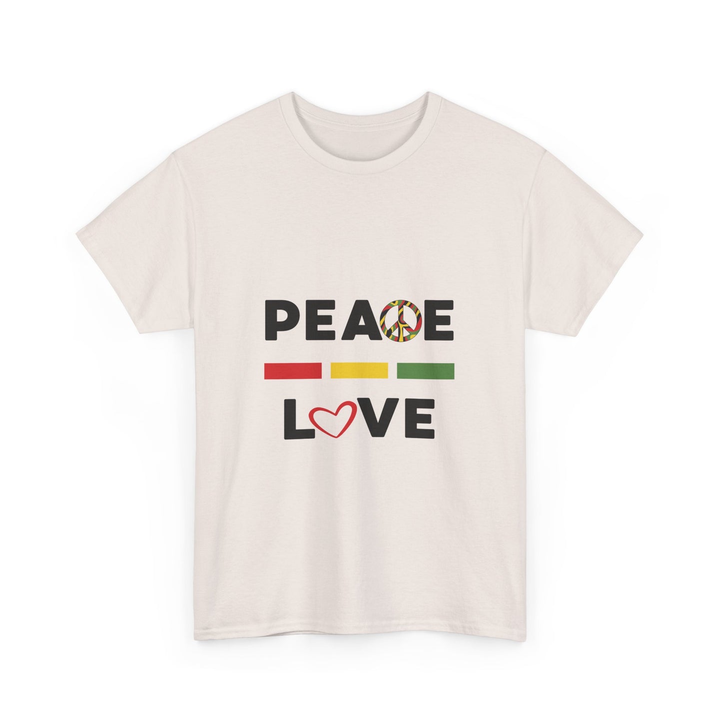 Peace-Love (black lettering) - Heavy Cotton Tee