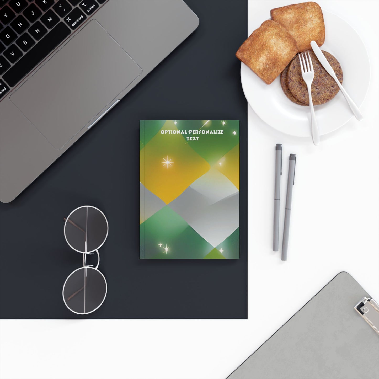 Green Bling - Personalized Hard Backed Journal - Sparkling Green Design for Creativity & Reflection