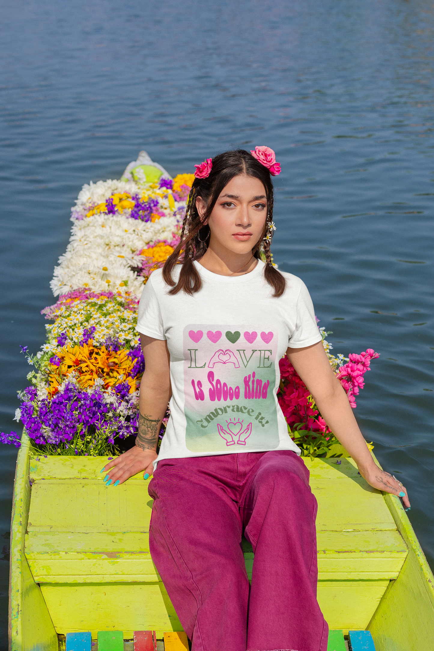 Love Is So Kind (pink & green) - Heavy Cotton Tee